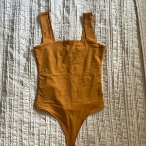 Mustard Abercrombie & Fitch square neck bodysuit